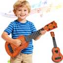YEZI Classical Ukulele for Kids, Mini Toddler Guitar Toy with Pick, Educational Musical Instrument for Preschool Boys Girls, Early Learning Music Toy for Ages 3 4 5 6+ Years Old, Brown