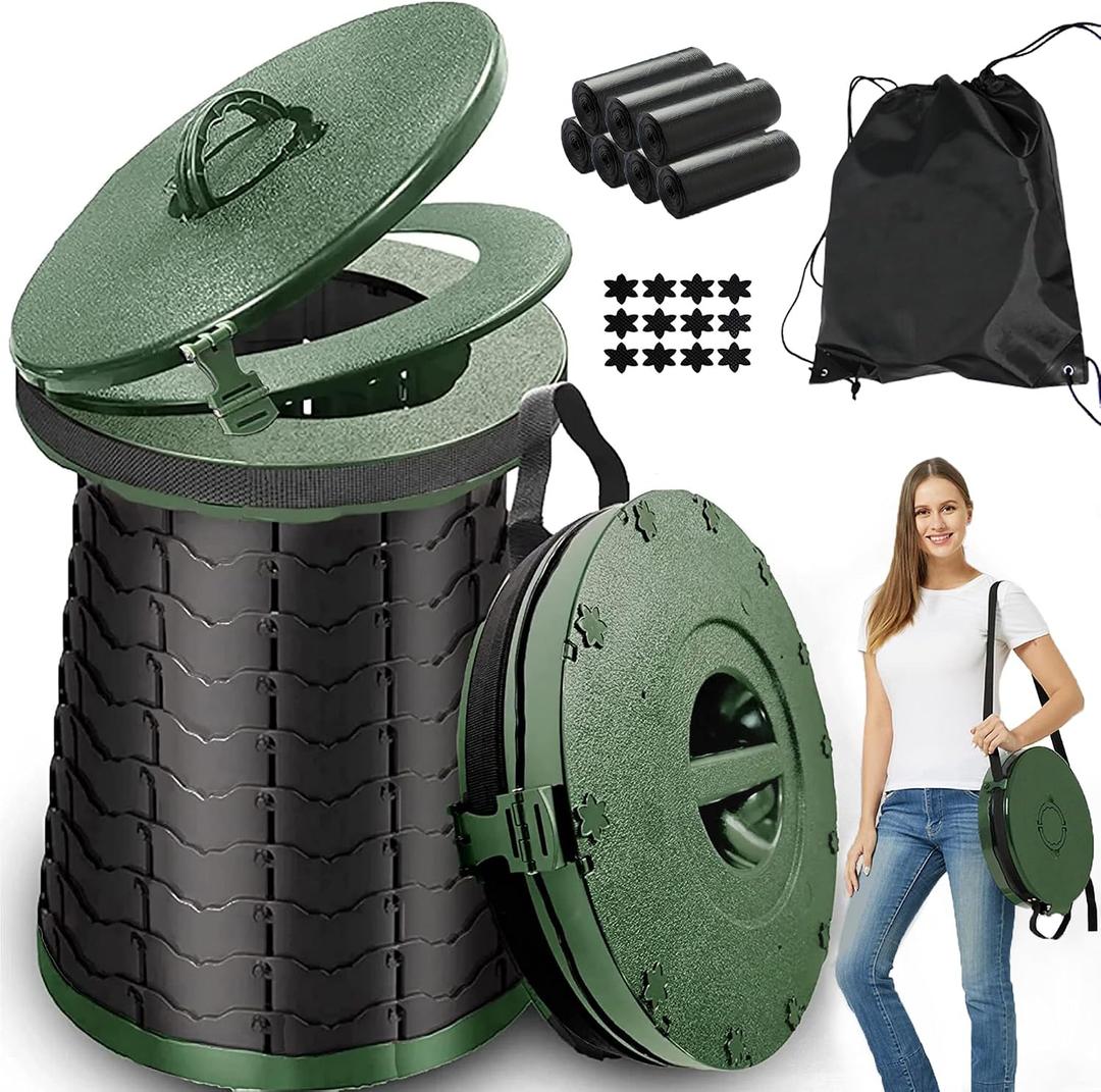 ALEVMOOM XXL Portable Toilet for Camping,880lbs Capacity,19.7" H Adjustable Outdoor Toilet with 7 Garbage Bags,Porta Potty for Adults,Collapsible Luggable Loo for Camping