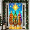 IVN Three Kings Day Epiphany Door Cover 71 x 35 Inches Front Door Banner Camel Journey Religious Holiday Decor Indoor And Outdoor (Wise men traveling on camels guided by a star)