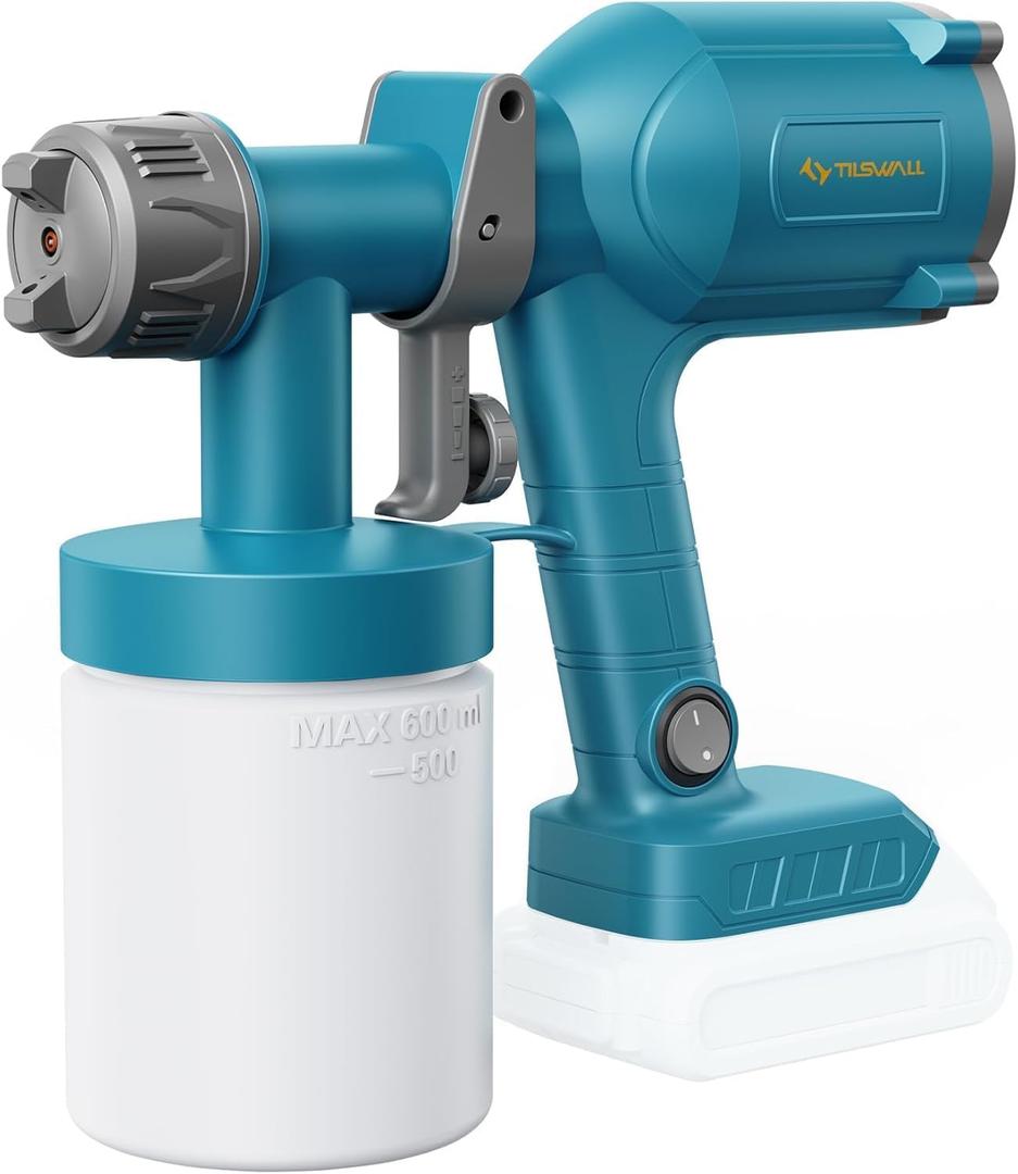 Tilswall Ultra-Light Cordless Paint Sprayer Compatible with Dewalt 20V Battery (Battery Not Included), Portable Spray Paint Gun with 20 oz Container, 3 Spray Modes for House Painting Fence Wall Wood