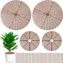4 Pcs Plant Pot Grid Soil Protector Covers Cuttable Flower Protector 1 from Animals 20.5" 11.8" Cat Digging Stopper Plant Pot Cover with Stakes for Indoor Outdoor Gardening(Brown)