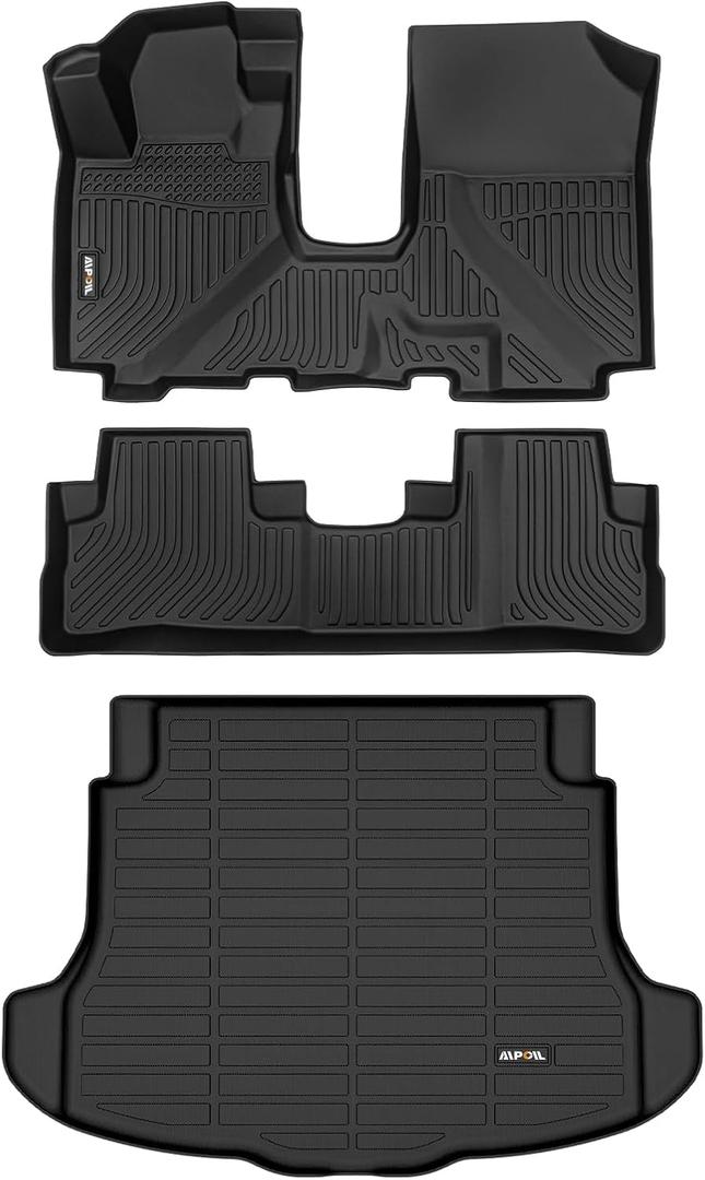 AIPOIL Floor Mats & Cargo Liner Set for 2007-2011 Honda CRV All Weather Protection TPE Anti-Slip Automotive Full Set Custom CR-V Car Mats Accessories - Black