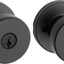 Kwikset Pismo Entry Door Knob with Lock and Key, Secure Keyed Handle Exterior, Front Entrance and Bedroom, Matte Black, Pick Resistant SmartKey Rekey Security and Microban