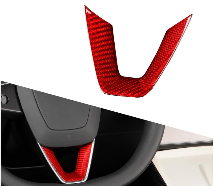 JSWAN Carbon Fiber Steering Wheel Panel Cover Fit for Tesla Refreshed Model 3 Highland Performance (2024+) Model Y Juniper (2025+) Steering Wheel Frame Trim Cover Accessories (Matte Twill Weave)