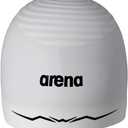 Arena Silicone Racing Swim Cap Men and Women Aquaforce Wave Hydrodynamic Performance Competitive Intensive Swimming (Medium, White)