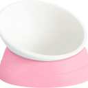 Cat Bowls Elevated Cat Food Bowl Adjustable Cat Dish Anti-Slip and Anti-Noise Raised Cat Bowl Protecting Pets Spine Thickened Plastic Bowl Suitable for Indoor Cats, 17 Oz (Milky White, Pink)