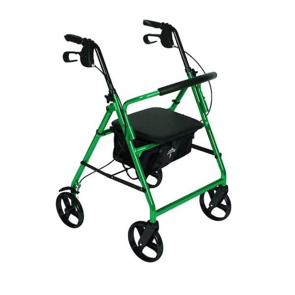Aluminum Lightweight Folding 4-Wheel Rollator in Green