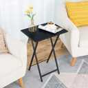 HOOBRO Folding TV Tray Table, Stable Snack Table for Small Space, 18.9”L x 14.2”W x 26.2”H