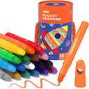 JUPITEARTH 18 Colors Twist Crayons for Toddlers 1-3, Non-Toxic Washable Crayons for Ages 4-8 with Storage Bucket, Ultra-Silky and Easy to Hold Art Supplies,Ideal Christmas Gift for Boys and Girls