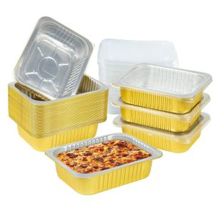 40 Pack 3 LB Aluminum Foil Pans with Lids Heavy Duty, 48 Ounce 8.7"6.6"2.4" Aluminum Food Containers with Lids, Disposable Tin Foil Pans for Baking, Meal Prep, Freezer, Heating and Takeout