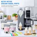 GuanQiao 4 Pack Creami Swirl Pints & Lids for Ninja, Compatible with NC700 Series Ninja Swirl Ice Cream & Soft Serve Makers, with 4 Spoons & 64 Writable Labels, BPA-Free & Dishwasher Safe, Grey Lids