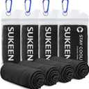 Sukeen [4 Pack Cooling Towel (40"x12"), Soft Breathable Chilly Microfiber Towel for Yoga,Sport,Running,Gym,Workout,Camping,Fitness,Workout & More Activities (Black)