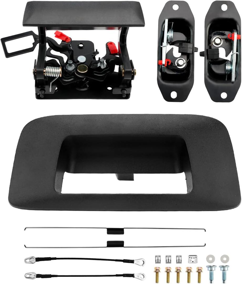 Tailgate Rebuild Kit, Compatible with 2007-2014 Chevy Silverado GMC Sierra 1500 2500 3500 HD, Replaces# 20927958, 22755303, 23158822, Rear Tail Gate Liftgate Latch Handle Bezel Latch Cables Rods