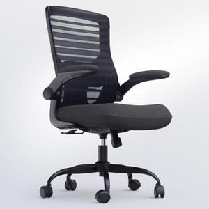 Office Desk Chair for Long Hours & Lower Back Pain Relief 4 Thick Molded Foam Cushion, Enhanced Lumbar Support, Padded Flip-up Armrests, Ideal for Office or Study, Black