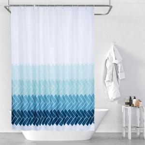 MORNITE Extra Wide Shower Curtain Mens Bathroom Teal Light Blue Ombre White, Wrap Around Microfiber Cloth Fabric 18 Hooks,108" W72" H Inch