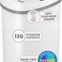 iTouchless 13 Gallon Oval Motion Sensor Garbage Container with Odor Filter, 50L Touchless Stainless Steel Kitchen Bin, Smart Automatic Lid, Fingerprint-Proof, Soft-Close, Matte White