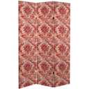 Oriental Furniture 6 ft. Tall Aged Damask Canvas Room Divider - 3 Panel