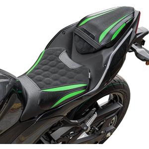 Motorcycle Rider & Passenger Comfort Seat Fit for EX500 Ninja 500 ER500 Z500 2024 2025 2026, Front Rear Solo Saddle Back Cushion Pillion Pad, Green