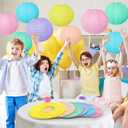 12 Pcs Pastel Paper Lanterns, 10" Macaron Hanging Round Chinese Lanterns Set, Colorful Decorative Party Supplies for Baby Shower, Classroom, Birthday & Wedding Decorations