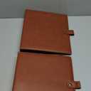ReliThick 2 Pcs Vintage Leather Binder 3 Ring 2" Round Rings Holds 8.5"x11" Paper Letter Size Brown Binder with Snap Closure Interior Pockets Office Business Organizer