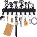 Decorative Key Holder for Wall Mounted with 8 Hooks, Cute Flower Key Rack Organizer for Entryway, Hallway, Office, Wall Mount Hanger for Keys with Mounting Hardware, Dog Leash Holder Ready to Hang