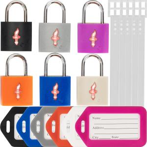 6 Pack Color Mixed TSA Luggage Locks with Key and Travel Tag - TSA Approved, Family Set Lock for Backpacks, Bags and Luggage
