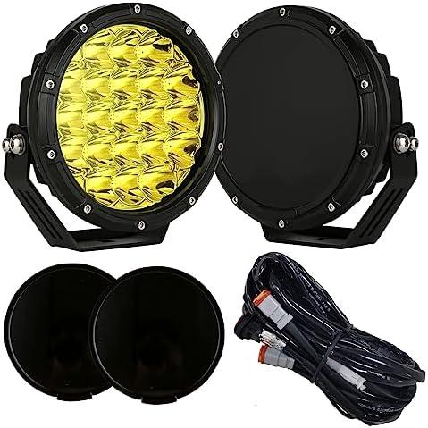 BIGLION.X 7inch Amber Round Off Road Lights Pair 210W 32000LM Super Bright Yellow LED Offroad Driving Lights Spot Lights Waterproof IP68 With EMC 12V-32V for Pickup Trucks SUV UTV