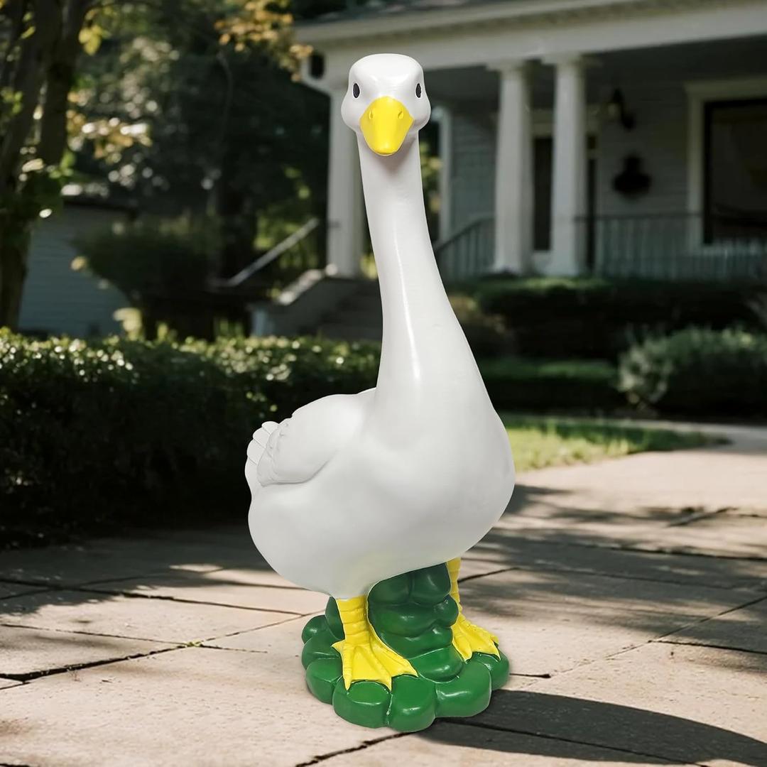 Porch Goose Statue Garden Dcor - Large Outdoor Goose Sculpture, Resin 20 High Duck Figurine Yard/Lawn/Patio Outdoor Decorations, Housewarming Birthday Gifts