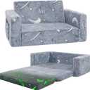 Toddler Couch,Toddler Chair, 2-in-1 Baby Seat Furniture Fold Out, Convertible Sofa to Lounger Soft Comfy Glow in The Dark Kids Sofa Bed Gifts for Kids Girl Boys,Star,Large