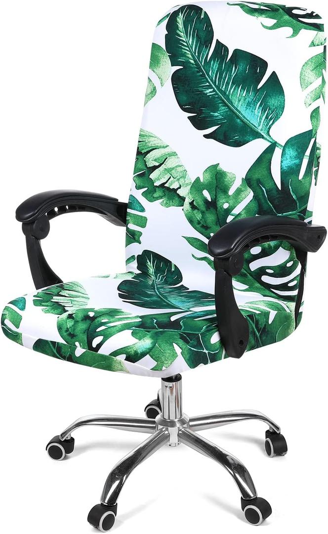 Smiry Stretch Printed Office Computer Chair Covers, Universal Desk Rotating Chair Slipcovers Removable Washable, Soft Fit Anti-Dust Spandex Protector Cover with Zipper, Green Smiry Stretch Printed Office Computer Chair Covers, Universal Desk Rotating Chair Slipcovers Removable Washable, Soft Fit Anti-Dust Spandex Protector Cover with Zipper, Green