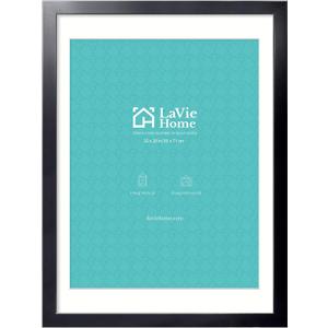 LaVie Home 20x28 Poster Frame Black, Display Pictures 18x24 with Mat or 20x28 Without Mat, Stable and Sturdy Picture Frame with Polished Plexiglass, Horizontal and Vertical Format of The Wall, 1 Pack