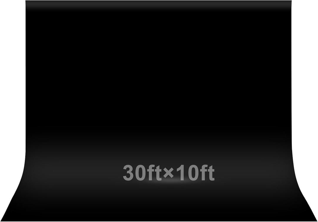 EMART 30x10 ft Black Backdrop for Photoshoot, High Density Polyester Fabric Pure Backdrop Curtain, Black Photography Backdrop for Portrait Photoshoot, Video Recording