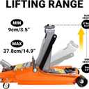 2.5 Ton Car Jack Low Profile Hydraulic Floor Jack, 5500 lbs Capacity, 3.4"-15.2" Lifting Range, Alloy Steel, Black, for Sedans and SUVs(Orange)