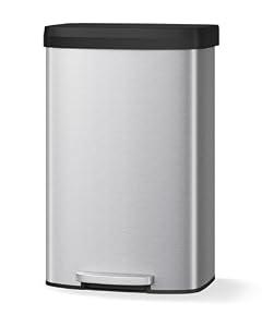 Garvee 21 gal / 80 L Stainless Steel Trash Can with Lid, Large Garbage Can for Kitchen, Rustproof Step-on Kitchen Metal Trash Bin with Liner Rim, Rear Handle, Soft Close Plastic Lid