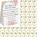 Woanger Put a Ring on It Bridal Shower Game with 50 Fake Rings, Rustic Greenery Theme Wedding Shower Games Wedding and Engagement Rings and Not Say Bride Rules Cards(Bright Flowers,Gold)