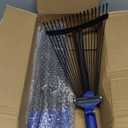 Adjustable Metal Leaf Rake Long Handle, Garden Rakes for Lawns Heavy Duty Leaves with Expandable Head 8-17", Yard Women Kids Rake for Gardening RV Camping