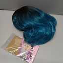 NAYOO Long Ombre Bluish Green Wavy Wig for Women 26 Inch Middle Part Curly Wavy Wig Natural Looking Synthetic Heat Resistant Fiber for Daily Party Use (Ombre Bluish Green)