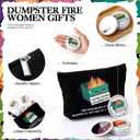 Kacctyen 6 Sets Coworker Thank You Gift Dumpster Fire Cosmetic Bag Bulk Mini Makeup Pocket Mirror Funny Office Gift for Womens History Month Employee Staff Nurse Teacher Volunteer Team Holiday Party