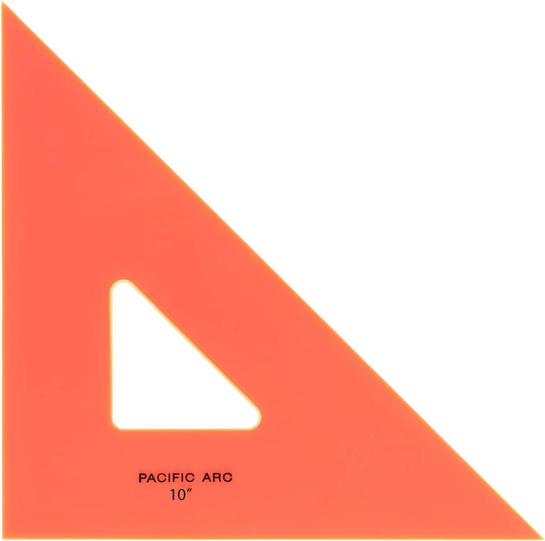 Pacific Arc Drafting Triangle, 10-inch, 45/90 Degrees, (Fluorescent Orange)