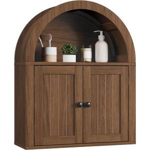 ChooChoo Arched Wall Cabinet, Double Door Medicine Cabinet with Shelf Bathroom Cabinet Wall Mount, Wooden Over The Toilet Storage Cabinet for Kitchen, Living Room, Walnut, 
Product Dimensions	8.27"D x 22.44"W x 27.76"H