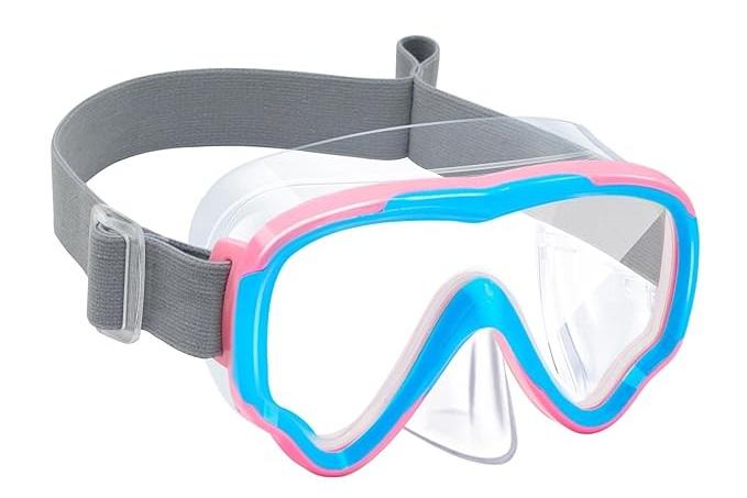 Aegend Kids Swim Goggles Snorkel Diving Mask for Kids Youth 3-15, Knitted Fabric Strap, Anti-Fog 180 Clear View (pink Blue)