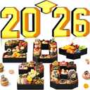 2026 Charcuterie Numbers Fillable, 13.78'' Gold Black 2026 Cardboard for Charcuterie, Number Tray for Chocolate Cookies Flowers Cupcakes Box with Graduation Cap, Class of 2026 Graduation Decorations