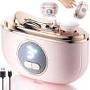 Electric Nail Clipper, 2 in1 Smart Toenail Clippers with Polishing for Fingers and Toes, Rechargeable Fingernail Trimmer with 3 Adjustable Speeds for Senior Adults Men Caregivers(LightPink)