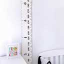 Kids Growth Chart, Wood Frame Fabric Canvas Height Measurement Ruler from Baby to Adult for Child's Room Decoration 7.9 x 79in (7.9 x 79in, White & Black)