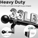 Curtain Rods 36-91 Inch, Black 1 Inch Adjustable Heavy Duty Curtain Rods for Windows, Decorative Modern Window Treatment Rod, Telescopic Splicing Metal Drapery Pole, Easy Installation