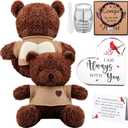 Kenning Cremation Keepsake Urn for Ashes Set, Memorial Bear with Mini Urn & Spoon, Acrylic Heart Memorial Plaque, Angel Wing Bracelet, Sympathy Bereavement Gift for Loss of Loved One or Pet (Black)