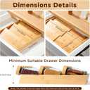 Expandable 3-Tier Bamboo Spice Rack Organizer (12"-21" W, 13.5" D, 3.7" H) Adjustable for Kitchen Drawers, Cabinets, Countertops, Pantry Shelves & Cupboards, No Jars Included