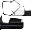 Pair Towing Mirrors fit 02-08 for Dodge Ram 1500 03-09 for Dodge Ram 2500 3500 with Turn Signal Light Power Heated Black Housing Set Left+Right