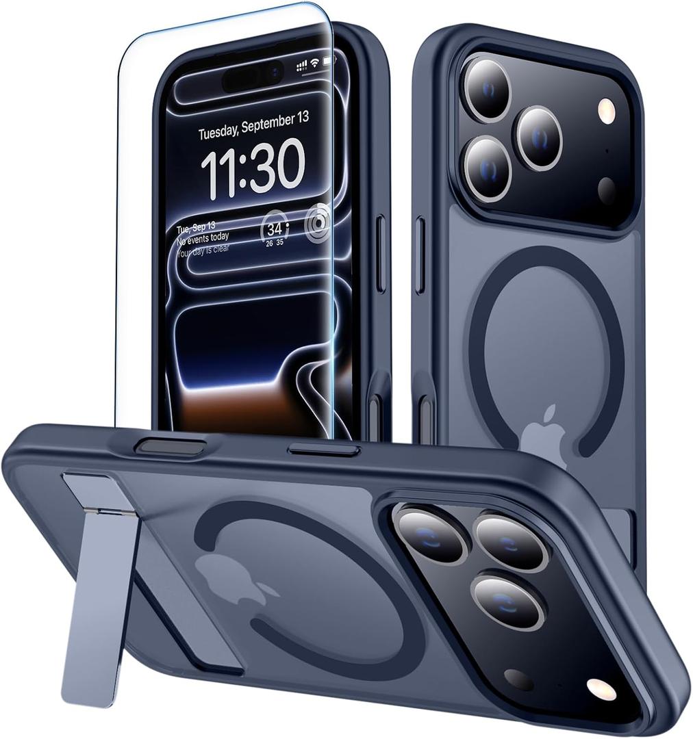 xiwxi for iPhone 17 Pro Max Case with Kickstand,[Compatible with Magsafe][1*Screen Protector],Military-Grade Protection & Anti-Yellowing,Magnetic Case for iPhone 17 Pro Max,Blue