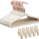 Tonswachic Baby Velvet Hangers 30 Pack - 11 Inch Premium Felt Non Slip Kids Hanger for Infant & Toddler Clothes - 0.2" Slim Space-Saving Baby Felt Hangers for Children's Closet with 10 Clips - Beige